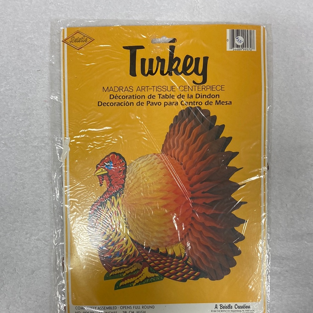 Vintage 1981 Beistle Honeycomb Thanksgiving Turkey Centerpiece Decoration